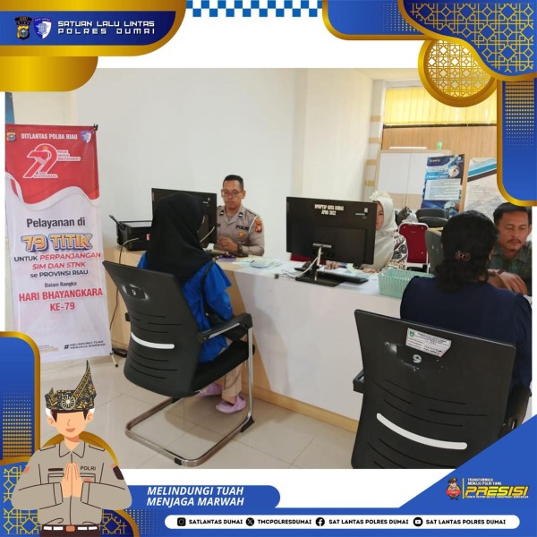Polres Dumai Hadirkan 7 Titik Layanan SIM dan Pajak Kendaraan Sambut HUT Bhayangkara ke-79